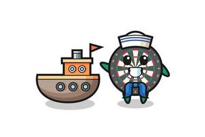 Character mascot of dart board as a sailor man vector