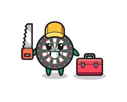 Illustration of dart board character as a woodworker vector