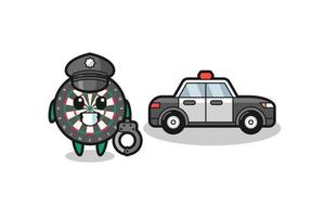 Cartoon mascot of dart board as a police vector