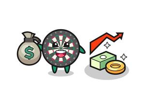 dart board illustration cartoon holding money sack vector