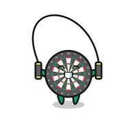 dart board character cartoon with skipping rope vector