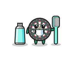 ilustración de mascota de tablero de dardos con un cepillo de dientes vector