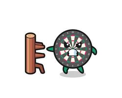 dart board cartoon illustration as a karate fighter vector