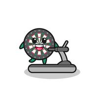 dart board cartoon character walking on the treadmill vector