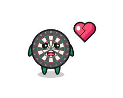 dart board cartoon illustration is broken heart vector