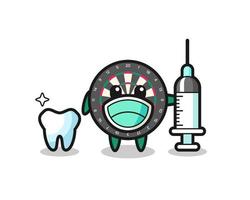 personaje mascota del tablero de dardos como dentista vector