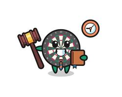 Mascot cartoon of dart board as a judge vector