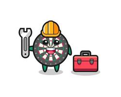 Mascot cartoon of dart board as a mechanic vector