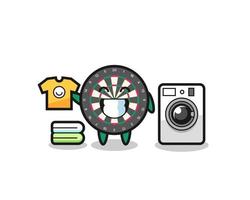 Mascot cartoon of dart board with washing machine vector