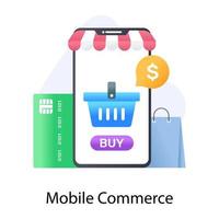 Mobile commerce flat conceptual icon vector