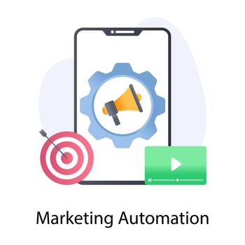 An icon of marketing automation in flat concept design vector