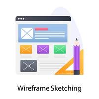 Flat conceptual vector of wireframe sketching