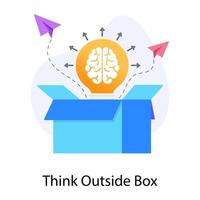Think outside box flat concept icon vector
