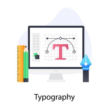 Typography icon of flat conceptual style, font graphic design vector