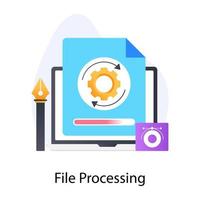 Flat  conceptual icon of file processing, folder management vector