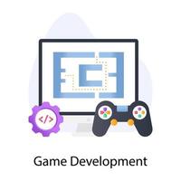Gaming application with console management, flat conceptual icon of game setting Gaming application with console management, flat conceptual icon of game setting vector