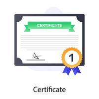 Winning certificate in flat conceptual icon editable vector