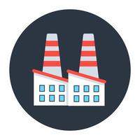 Building with chimney depicting factory icon in flat style vector