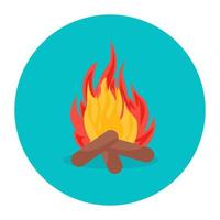 Icon of bonfire in flat style, camping fire vector
