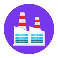 Building with chimney depicting factory icon in flat style vector