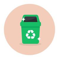 Irreversible arrow on garbage bin, vector design of eco bin