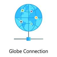 Globe with network, global connection conceptual icon vector