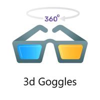 Editable vector style of 3d glasses, flat gradient vector design