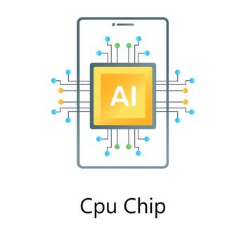 Vector of artificial intelligence chip in flat gradient style
