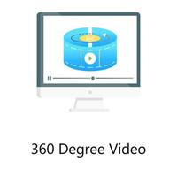 reproductor de vista panorámica, vector conceptual de video de 360 grados en gradiente plano