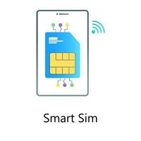 vector de gradiente plano de sim inteligente, tarjeta de datos de red