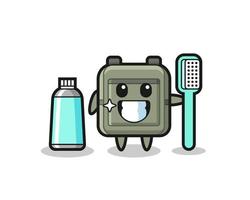 ilustración de mascota de mochila escolar con un cepillo de dientes vector