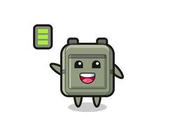 personaje de la mascota del bolso escolar con gesto enérgico vector