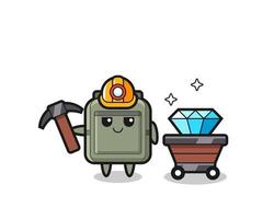 Character Illustration of school bag as a miner vector