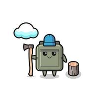 Character cartoon of school bag as a woodcutter vector