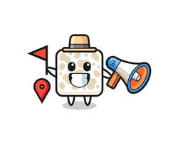 Character cartoon of tempeh as a tour guide vector