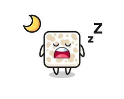 tempeh character illustration sleeping at night vector