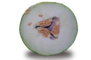 half cut melon with grains photo