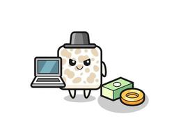 Mascot Illustration of tempeh as a hacker vector