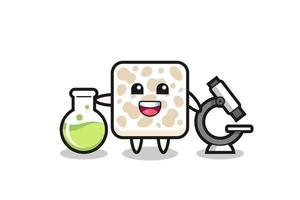 Mascot character of tempeh as a scientist vector