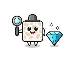 Illustration of tempeh character with a diamond vector