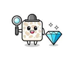 Illustration of tempeh character with a diamond vector