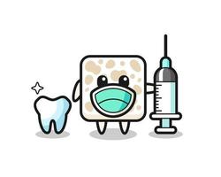 Mascot character of tempeh as a dentist vector