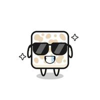 Cartoon mascot of tempeh with cool gesture vector