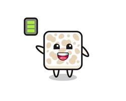 tempeh mascot character with energetic gesture vector