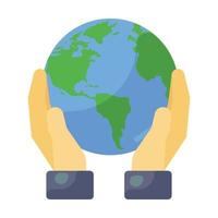 Icon of a globe in human hands depicting save earth vector