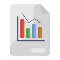 gráfico de barras con flecha de recesión, concepto de icono de informe empresarial vector