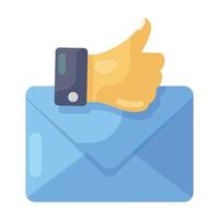 Mail envelope with thumbs up, icon of email feedback vector