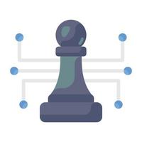 Chess pawn with nodes, digital strategy icon vector