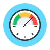 Flat design icon of speedometer on colourful rounded background vector