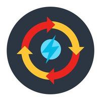 Power bolts with arrows, renewable power icon vector